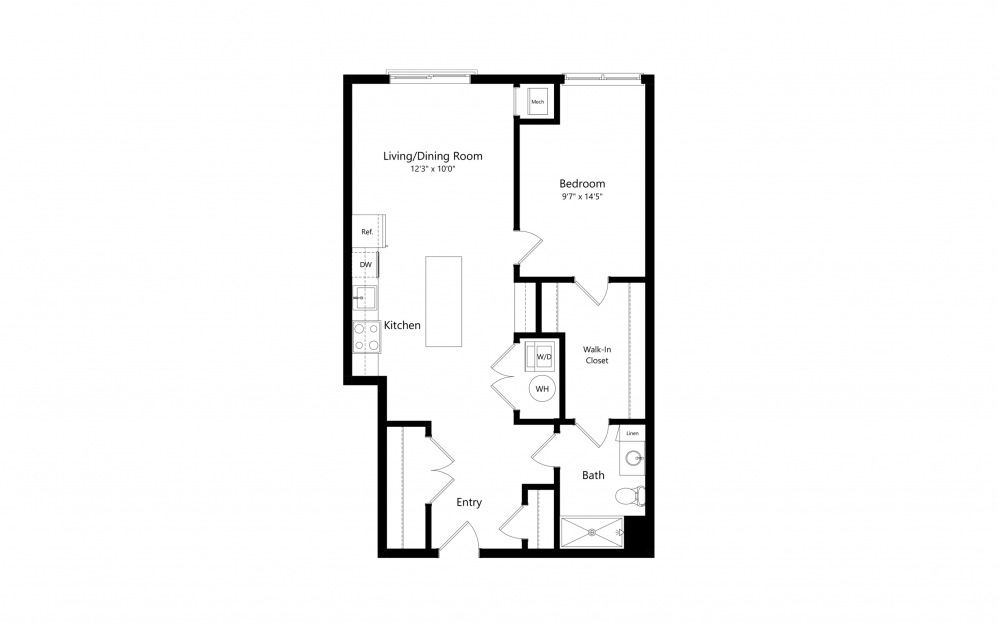 A3-X - 1 bedroom floorplan layout with 1 bathroom and 777 square feet (Layout 1
)