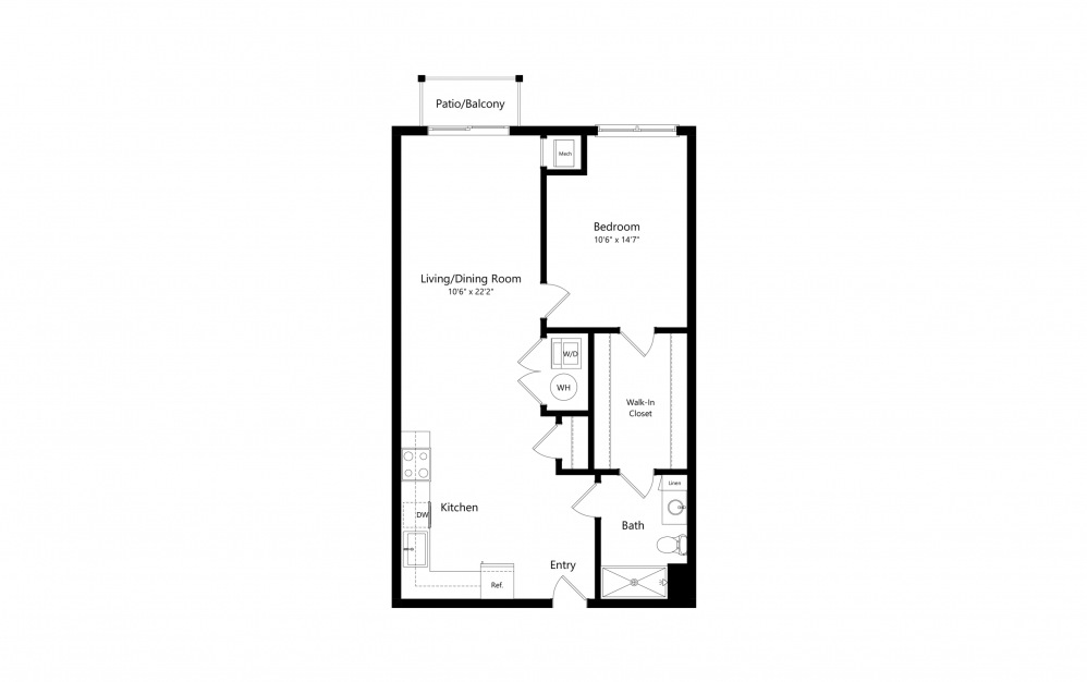 A4 - 1 bedroom floorplan layout with 1 bath and 778 square feet.